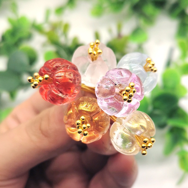 5 trái bí ngô lớn 14*14mm chất liệu thủy tinh nguyên liệu làm trâm làm trang sức cosplay cổ phục