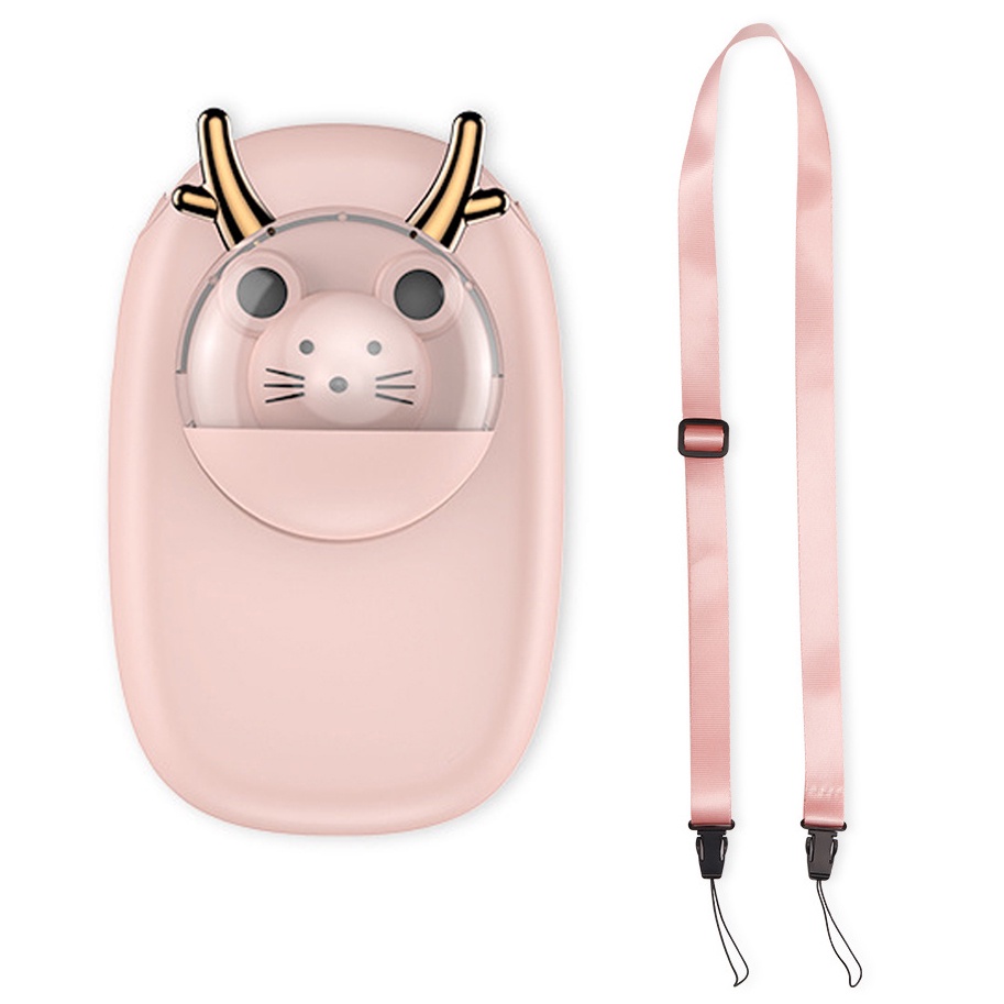 Quạt Cầm Tay Mini Tích Điện Hình Thú Cute Kèm Dây Đeo Cổ - Tặng Dây Sạc