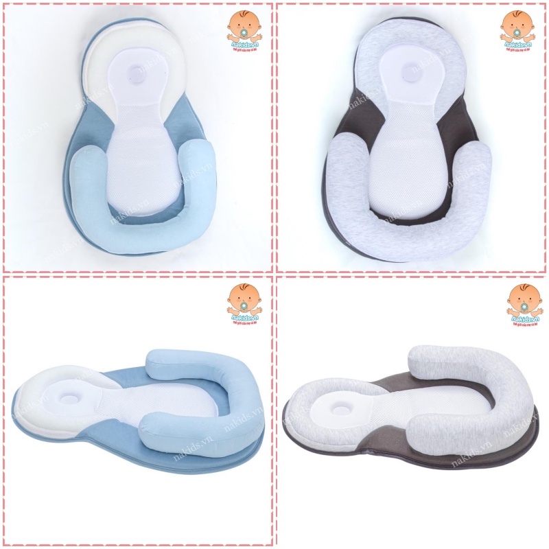 Đệm Ngủ Đúng Tư Thế Chống Trào Ngược, Giúp Bé Ngủ Ngoan - Gối Định Hình Chống Bẹt Đầu Cho Trẻ Sơ Sinh