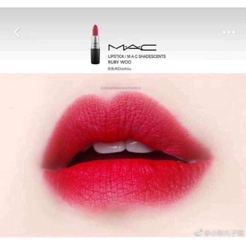 Son MAC ruby woo (nữ hoàng của son đỏ) tone màu đỏ tươi