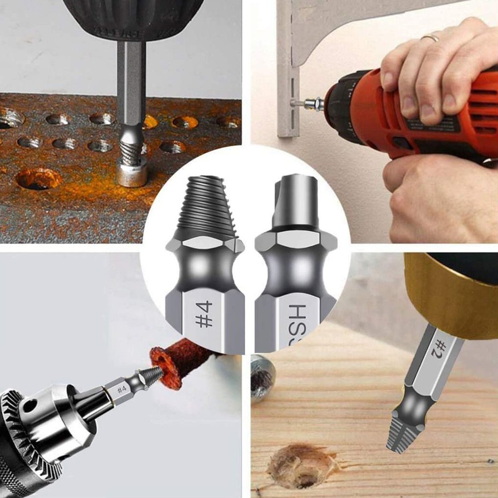 Bộ mũi khoan lấy vít - Bộ 4 mũi khoan đa năng, chống gỉ, phù hợp với tất cả đầu vít - K1750
