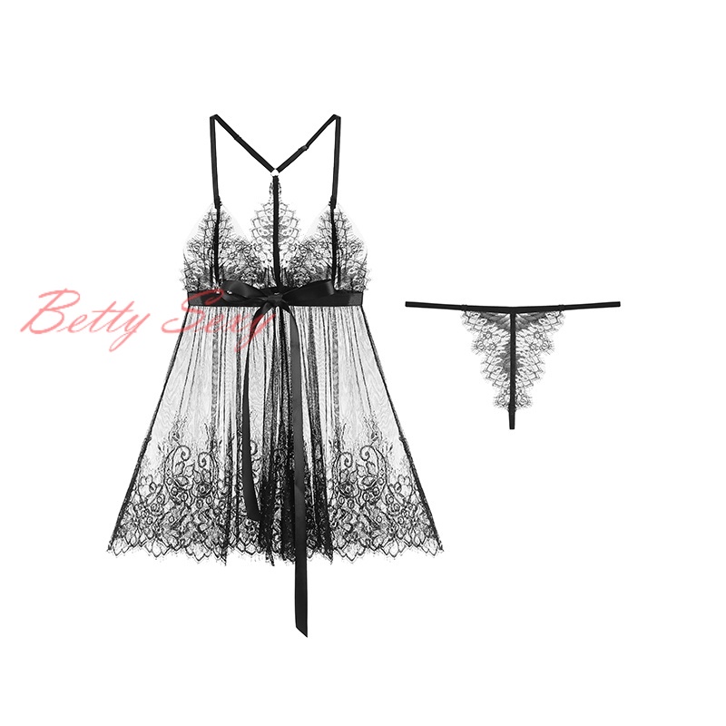 【Betty Sexy】Sexy đồ lót sexy ren nhìn xuyên thấu lưới mở crotch mất tự do tắt ren nơ sexy bộ sling nightdress | BigBuy360 - bigbuy360.vn