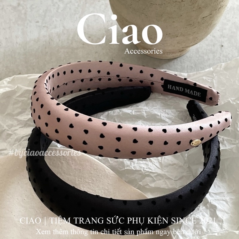 [HOẢ TỐC 1H] Băng đô/ Cài tóc vải lụa mềm thiết kế hoạ tiết tim nhỏ mã 18 Ciao accessories