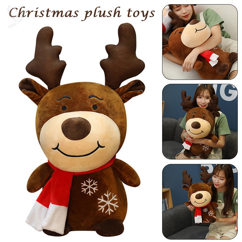 [d] Christmas Plush Toy Elk Doll Stuffed Animal Birthday Doll Pillow for Children Girl Women