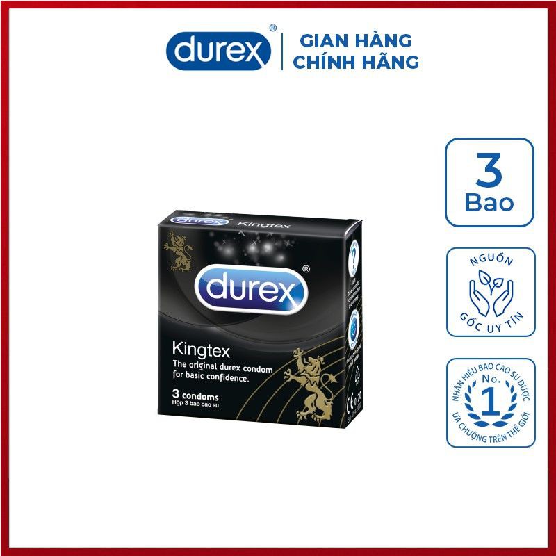 [CHÍNH HÃNG] Bao Cao SU DUREX KINGTEX cỡ nhỏ ôm sát kích cỡ 49mm - [Hộp 3 chiếc]