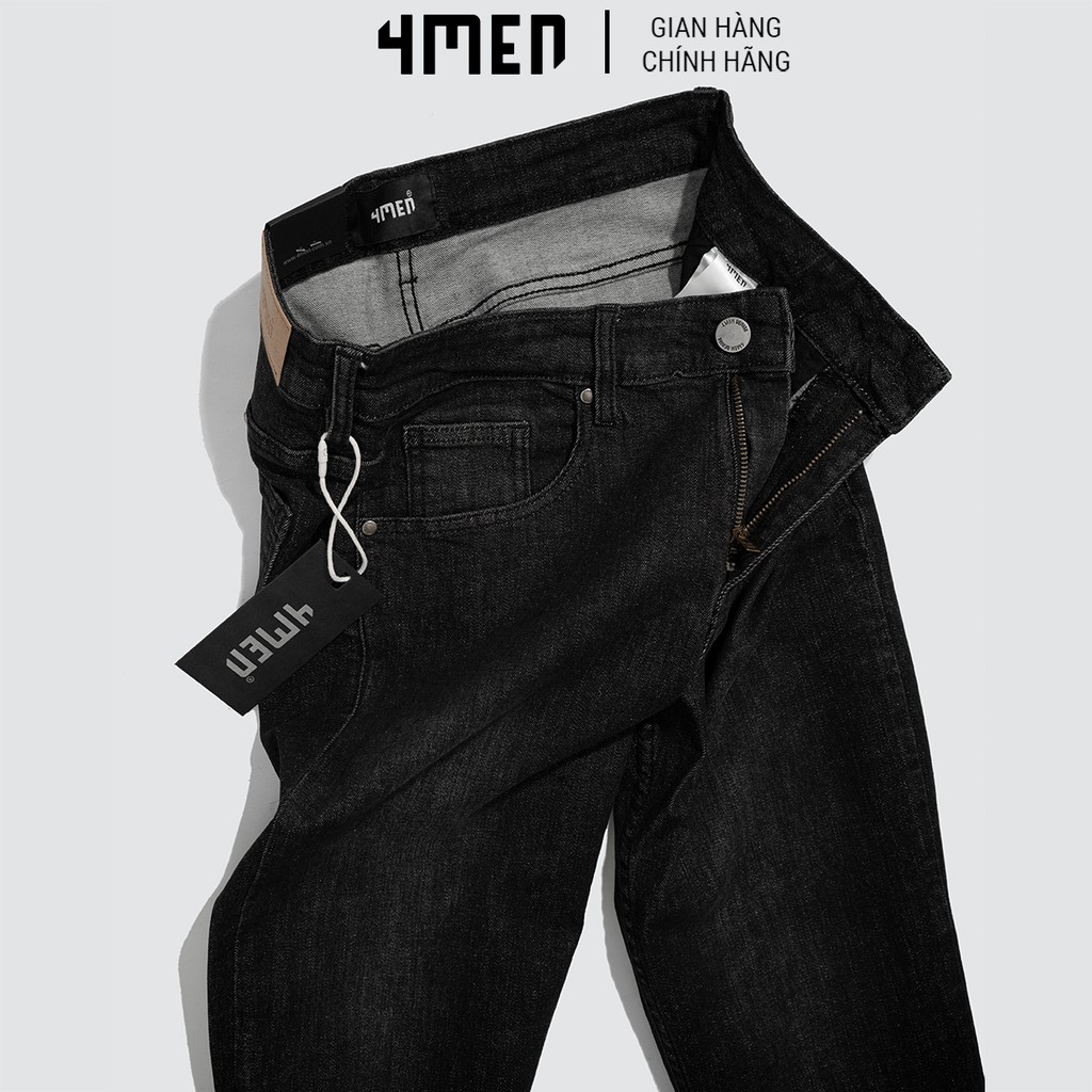 Quần jeans đen nam đẹp 4MEN QJ024 vải cao cấp co giãn, form slimfit tôn dáng | BigBuy360 - bigbuy360.vn