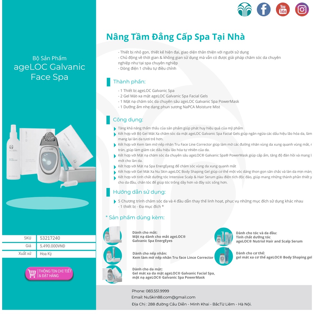 Bộ Máy Nâng Cơ Galvanic Spa Nuskin [ 100% chính hãng ]