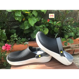 Dép cross literide quai ngang bít đầu Nam Nữ Đen Đế Trắng