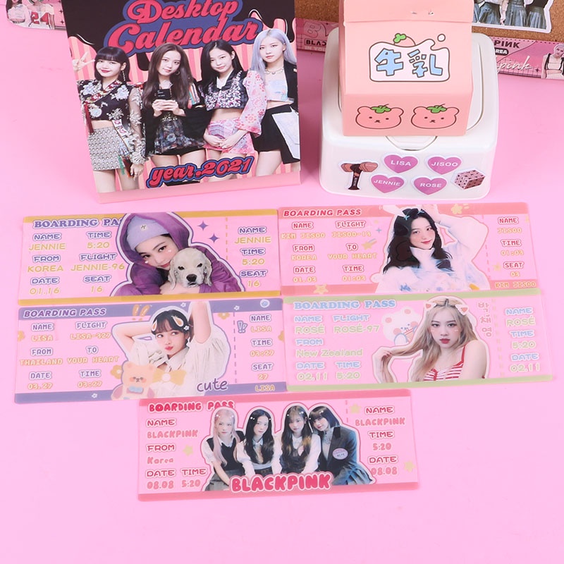 VPP250 Thẻ mô phỏng vé máy bay họa tiết thần tượng trong suốt hình ảnh nhóm nhạc BlackPink
