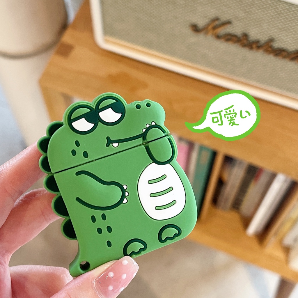 Vỏ Bảo Vệ Hộp Sạc Tai Nghe airpods Pro 1 / 2 / 3 Bằng Silicon Họa Tiết Khủng Long Dễ Thương