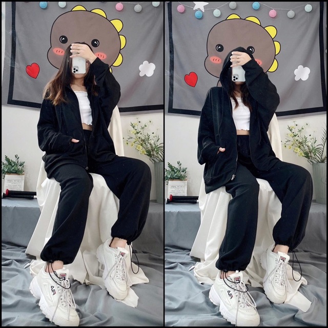 Áo khoác form rộng / hoodie zip basic unisex