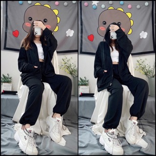 Áo khoác form rộng / hoodie zip basic unisex