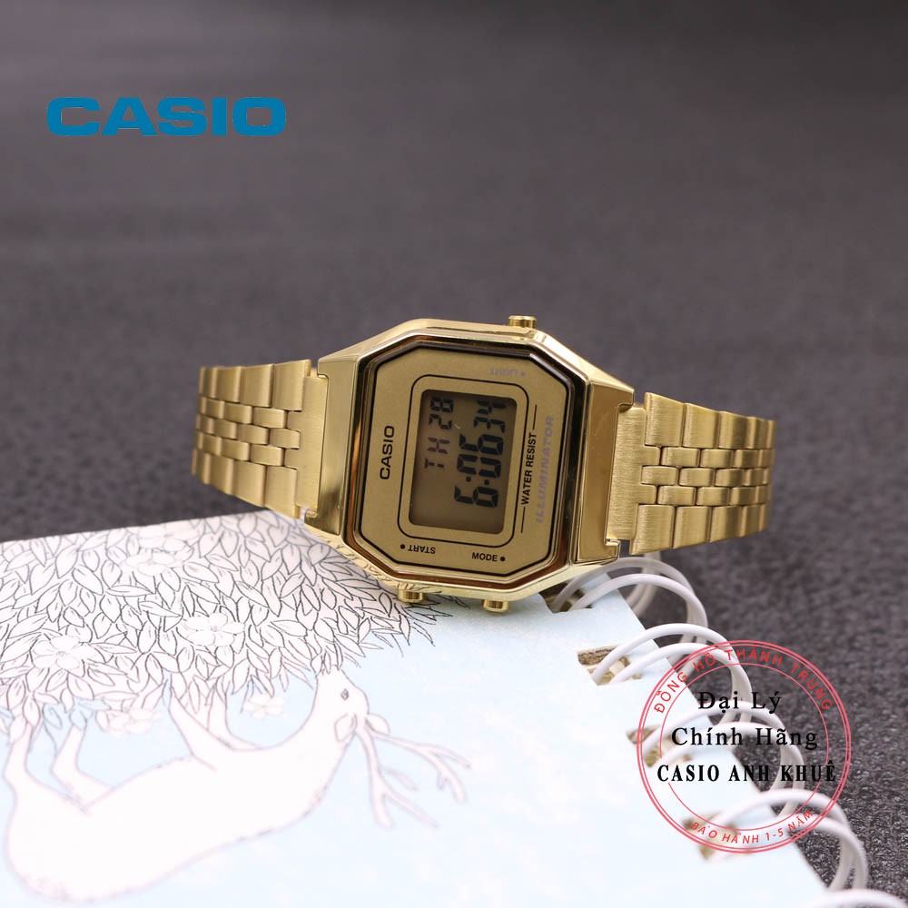 Đồng hồ điện tử nữ Casio Vintage LA680WGA-9DF dây kim loại