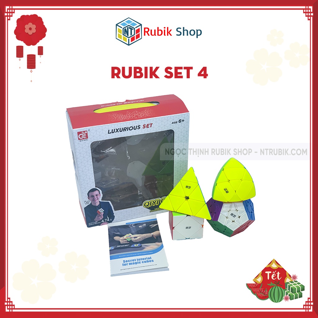 [Giảm giá] Set 4 /Combo 4 Rubik biến thể (Qiming -Pyraminx,Qicheng -Skewb,Qiheng S-Megaminx,Mastermorphix)