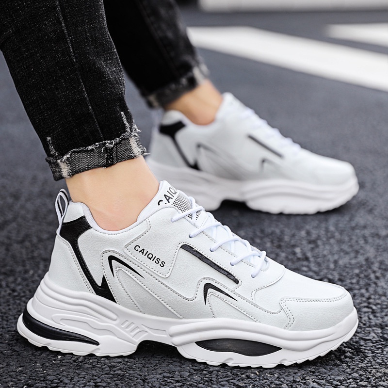 Giày sneakers nam thể thao màu trắng cổ cao cực đẹp, độn đế 6cm