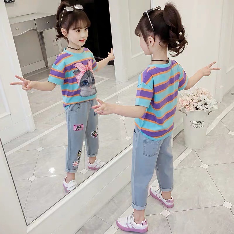 Set 2 Món Áo Thun Tay Ngắn In Hình Ootd Dễ Thương Thời Trang Mùa Hè 2023 Cho Bé Gái Từ 3-4 - 5-6 - 7-8 - 9-10 - 11-12 Tuổi Ternoon Ternoon
