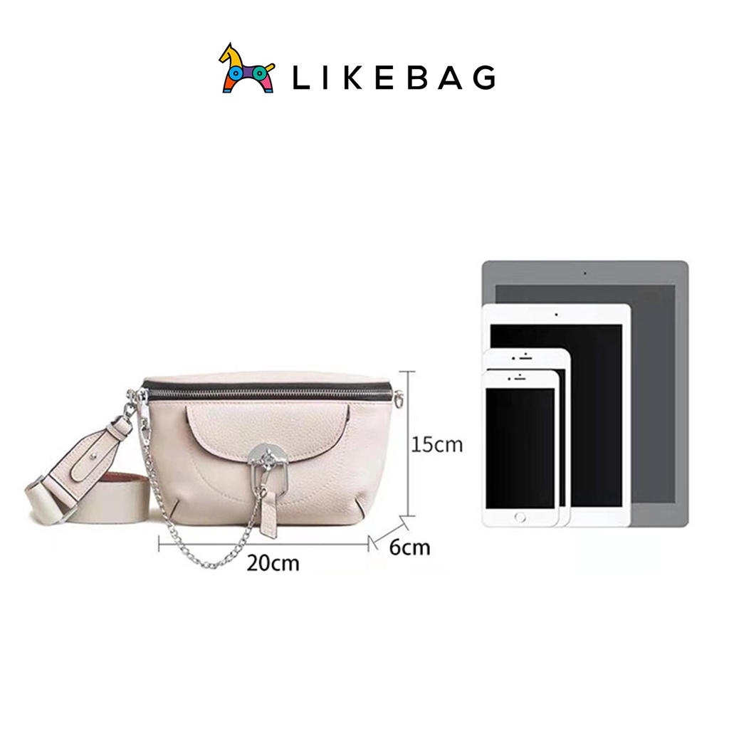 Túi bao tử đeo chéo LIKEBAG họa tiết thời trang phối dây xích cá tính 9031 - LIBAGI