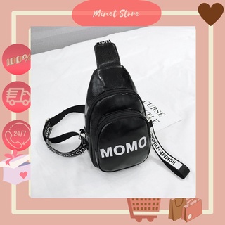 Balo mini Momo túi đeo chéo trước ngực sẵn màu đen TD08