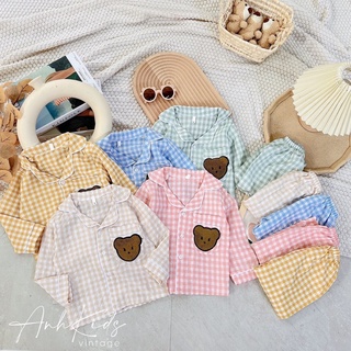 Đồ bộ pijama cho bé Đồ bộ vải đũi dài tay dài quần cho bé trai và bé gái