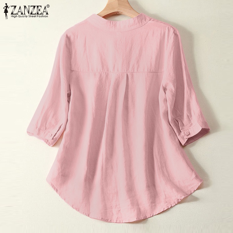 Áo sơ mi nữ Zanzea tay lỡ cổ chữ V đơn giản thời trang