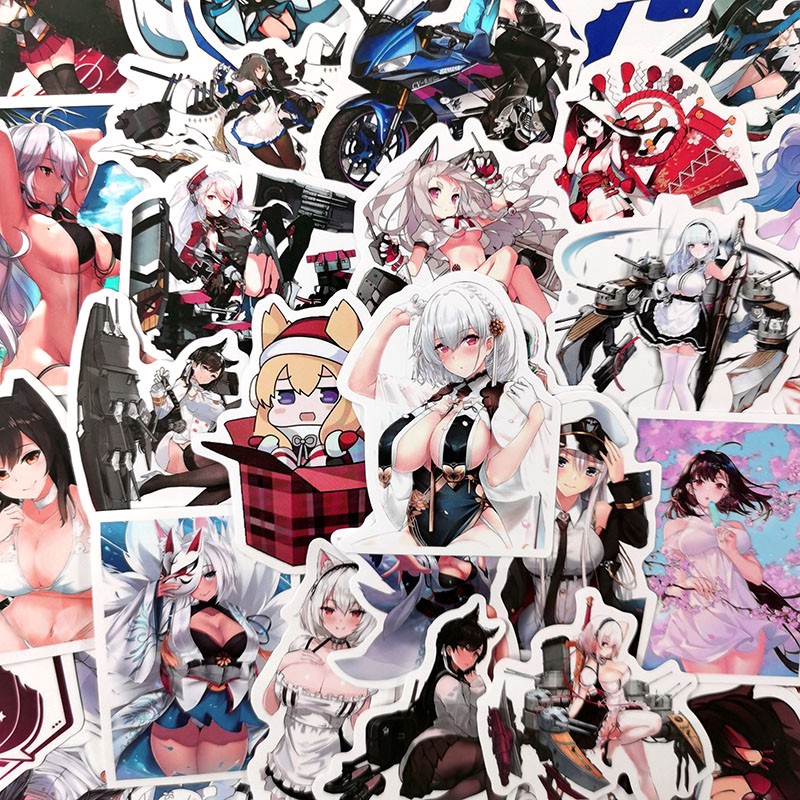 Set 50 miếng sticker hình game Azur Lane dán trang trí độc đáo