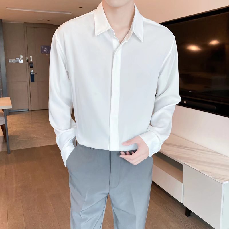 Áo Sơ Mi Nam Dài Tay Màu Sắc Tươi Sáng Phong Cách Hàn Quốc 4 Màu Size M-2XL