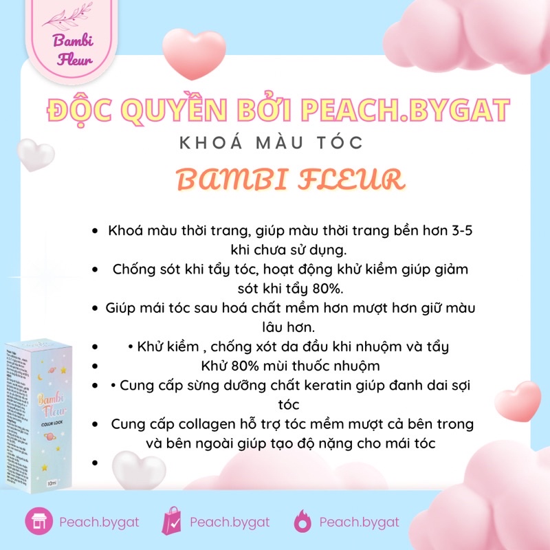 Tinh chất Khoá màu tóc - Bền màu nhuộm, Không lo hư tổn BAMBI FLEUR độc quyền của Peachbygat , Peach bygat
