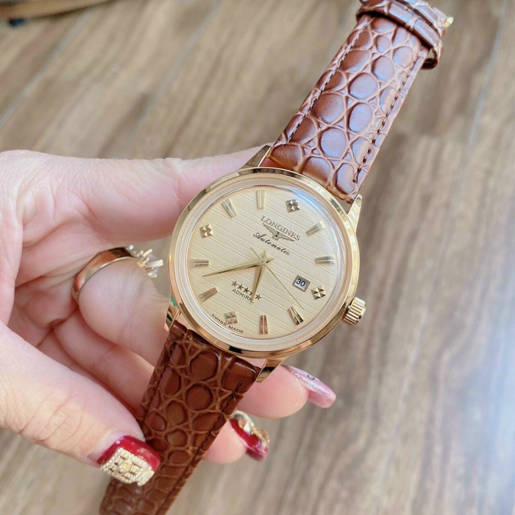 Đồng Hồ Nam Longines Máy Quartz Size 41mm Dây Da Màu Vàng, bảo hành 24 tháng..