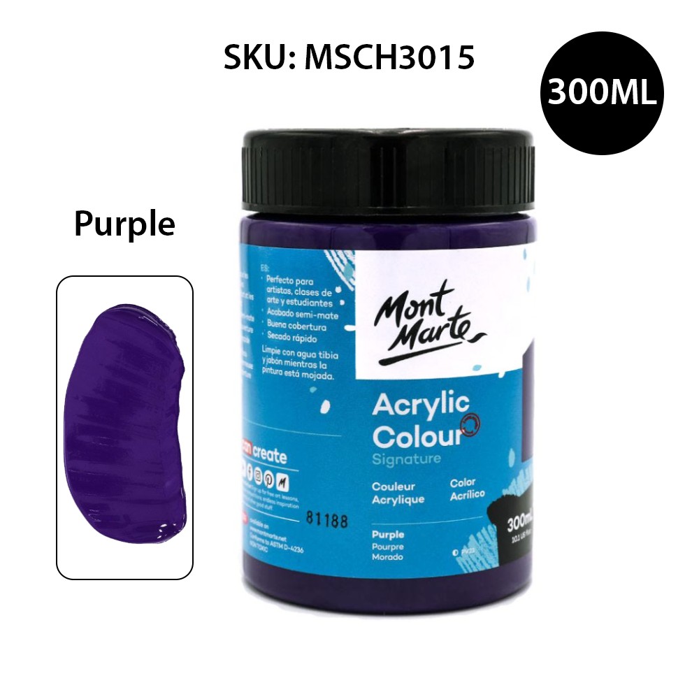 Màu Acrylic Mont Marte 300ml - Purple - Acrylic Colour Paint Signature 300ml (10.1oz) - MSCH3015