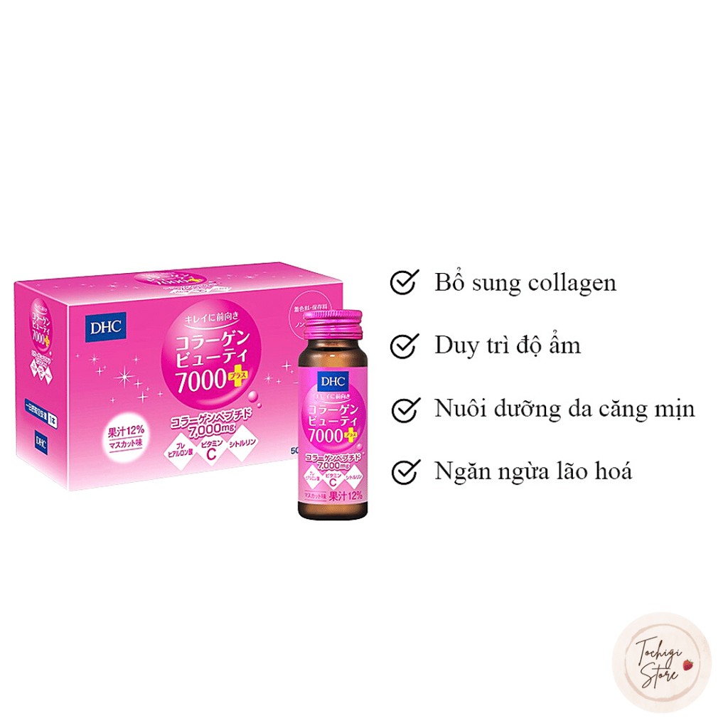 Nước uống collagen DHC Collagen Beauty 7000 Plus (nguyên hộp 10 lọ)