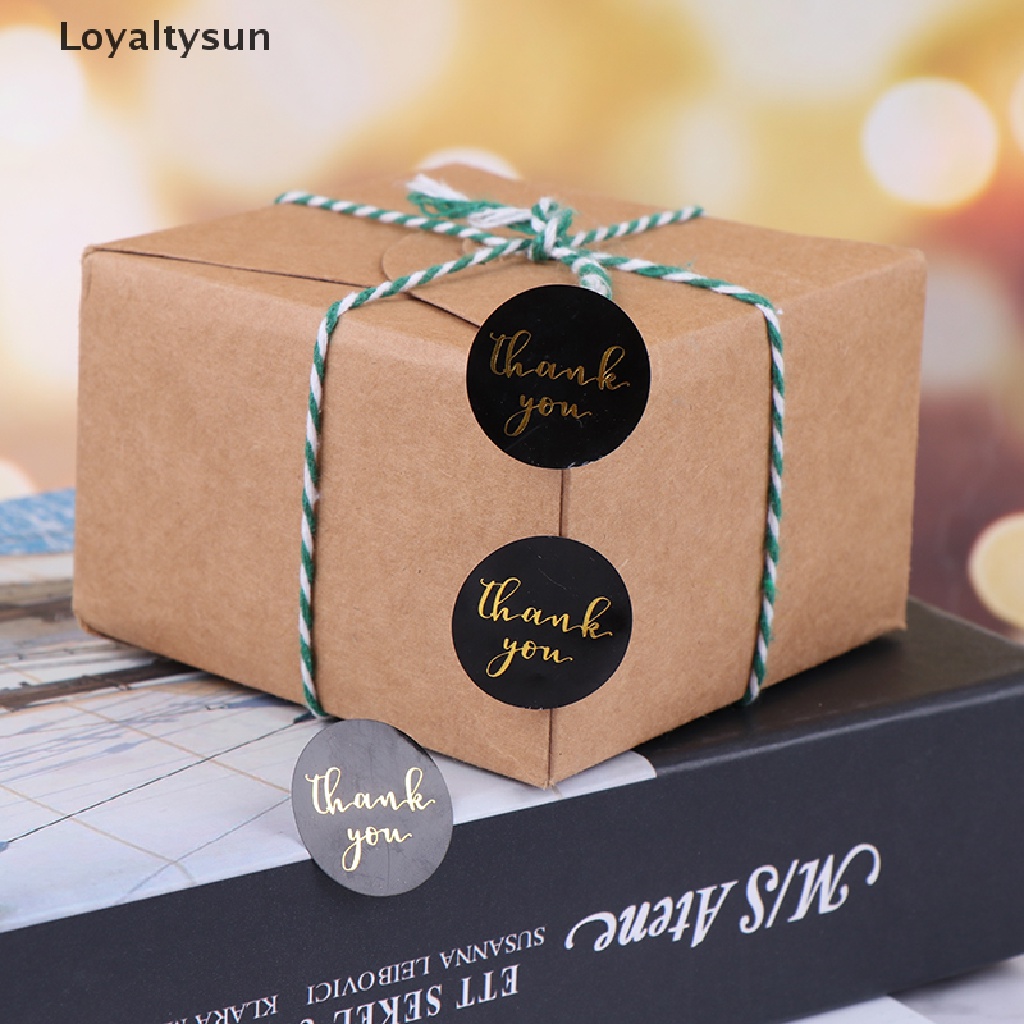 Set 500 miếng dán lá vàng đen in chữ thank you dùng để trang trí thiệp
