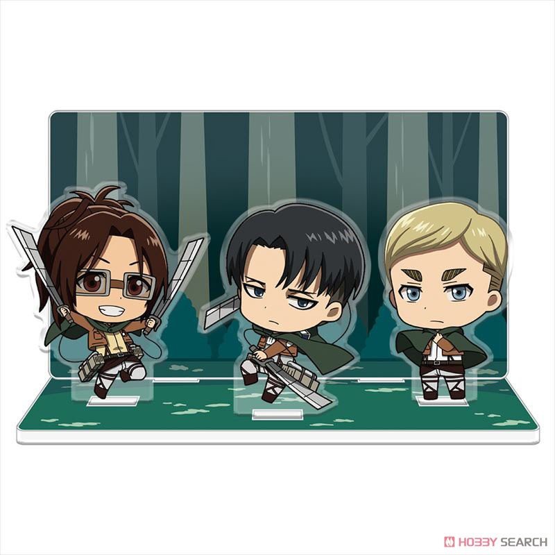 Bộ mô hình standee 3 nhân vật  ĐẠI CHIẾN TITAN ATTACK ON TITAN ver CHIBI Levi Hanji Eren Mikasa Erwin Armin