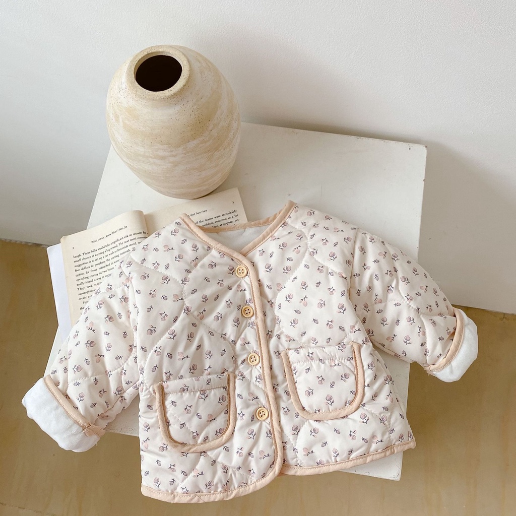 Áo Khoác Cotton Đệm Cotton Dày Tay Dài In Họa Tiết Hoa Duyên Dáng Thời Trang Mùa Đông Mới 2022 U88T