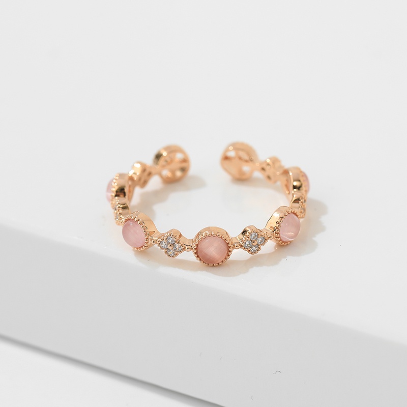 Nhẫn Màu Vàng Hồng Đính Đá Opal Thời Trang Cho Nữ