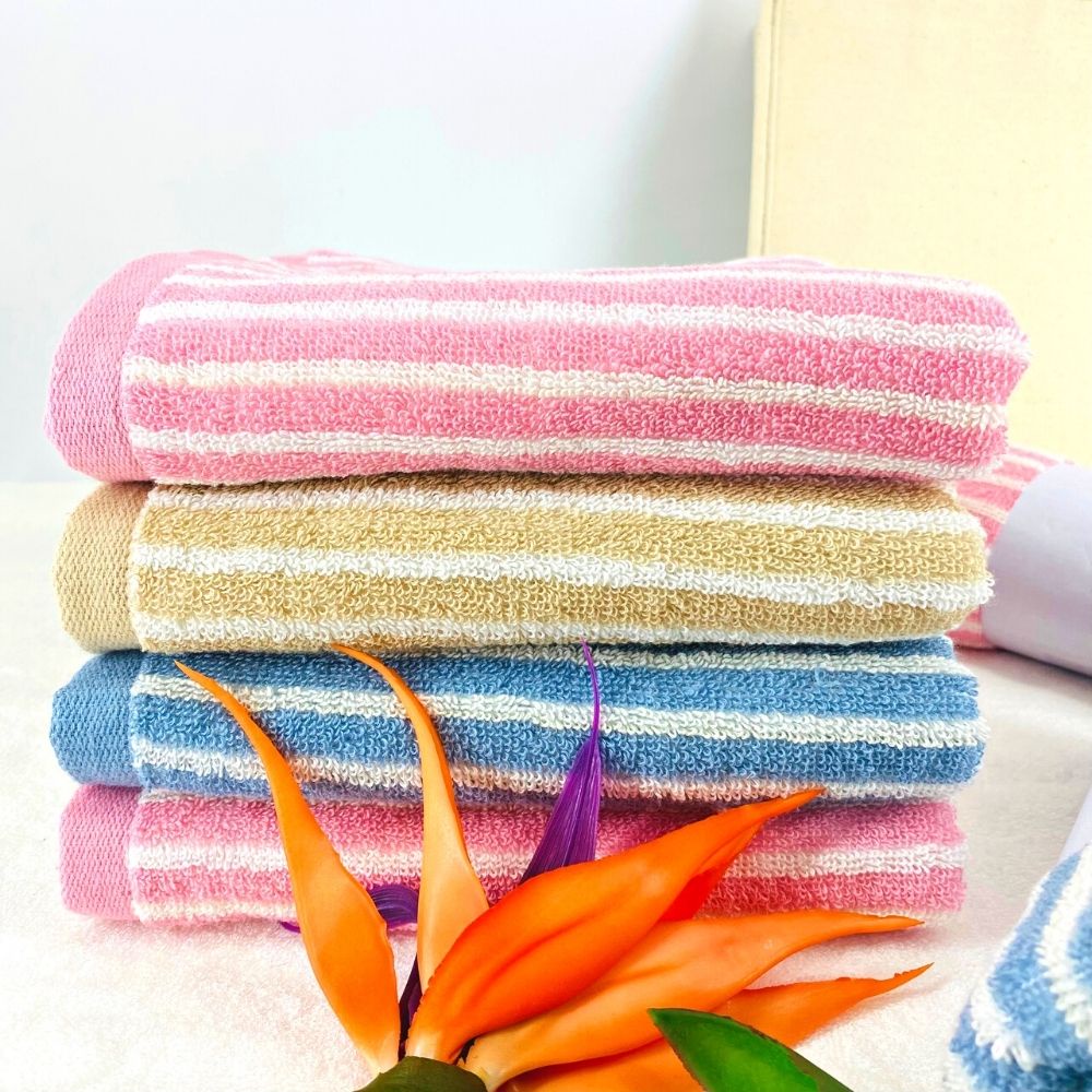 Khăn Tắm Cotton Cao Cấp Sọc Dọc Thiện Phú 60*120*345g, Khăn Đa Năng L379 Bông Sợi Tự Nhiên Thấm Nước Tốt