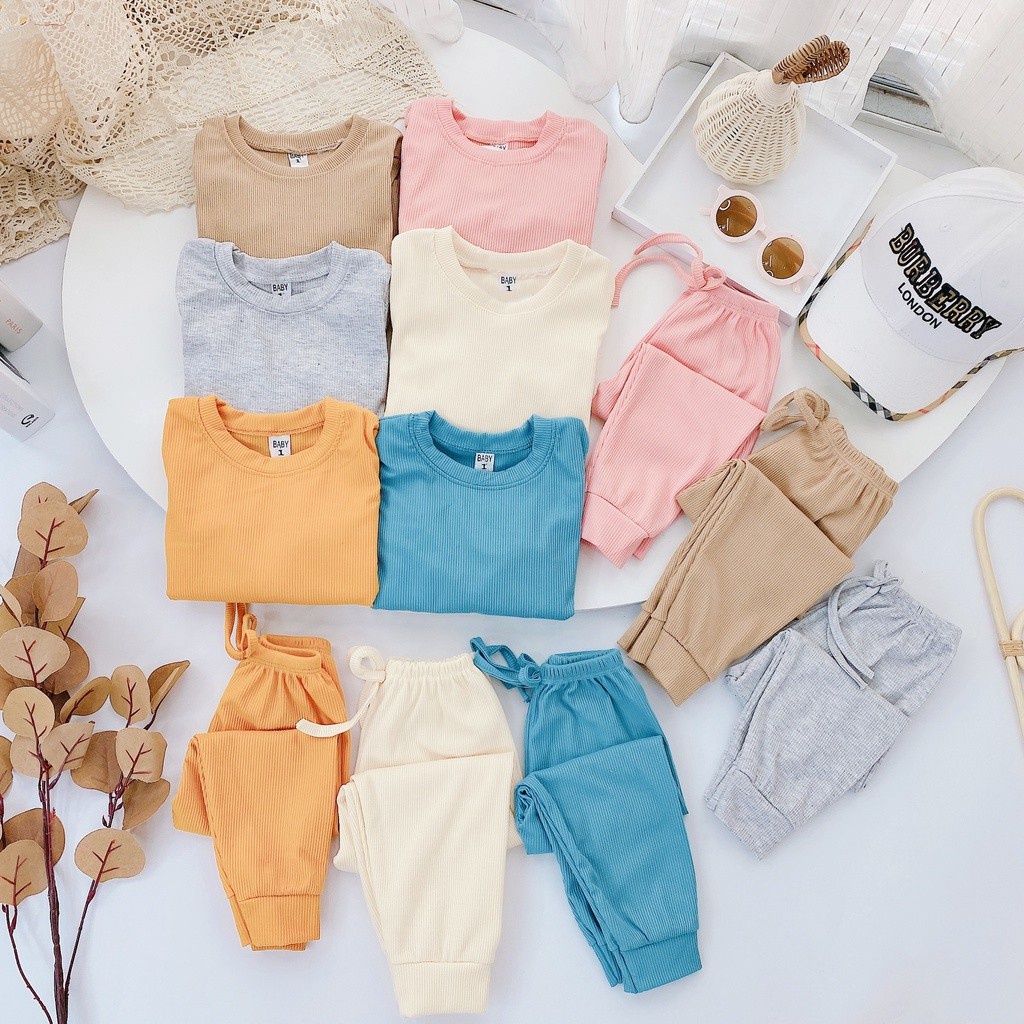 Đồ bộ quần áo dài tay cho bé len tăm trơn AM794 TTR80