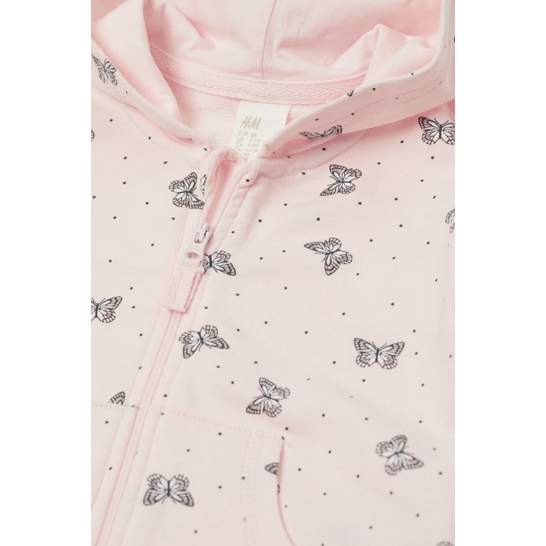 Áo khoác hoodie hồng butterfly HM H&amp;M size 9-12m _hàng chính hãng authentic