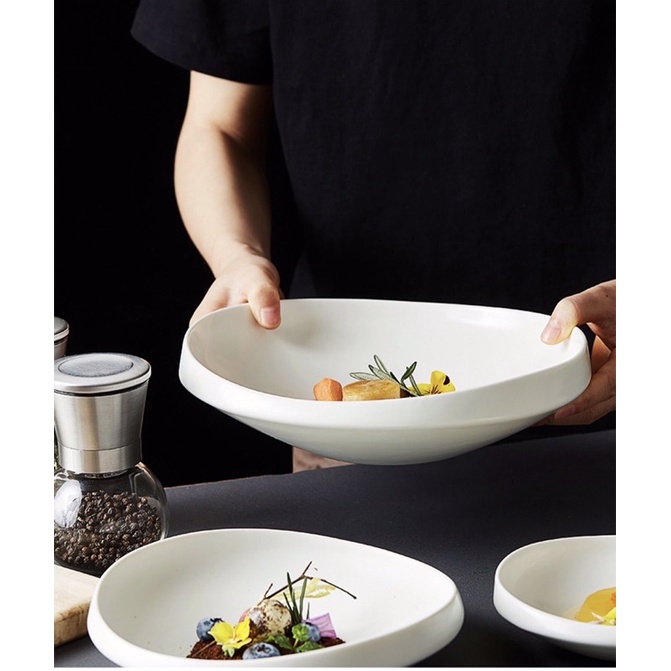 Đĩa salad viền sóng 3 size phong cách Phương Tây - Đĩa sâu lòng cho nhà hàng, khách sạn