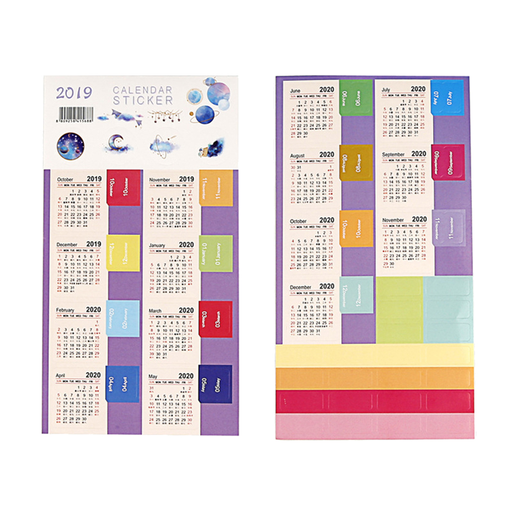 someryer 2Pcs New Year Calendar DIY Sticker Label Learning Table Schedule Planner Marker