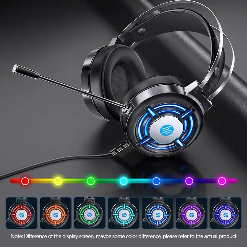 Tai Nghe Chơi Game HP H120G, Đèn Âm Trầm Trầm Nặng Tai Nghe PC Có Micrô Khử Tiếng Ồn Gập Đa Hướng