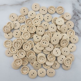 Set 100 Nút Gỗ Tròn 2 Lỗ Kích Thước 20mm