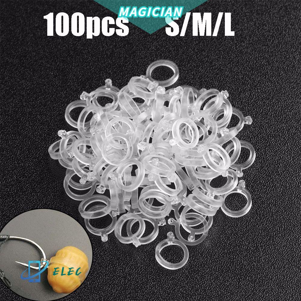 Bộ 100 Vòng Gắn Mồi Câu Cá Co Giãn Trong Suốt Chất Lượng Cao