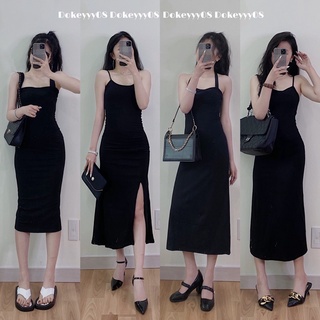 Váy body chất cotton co giãn hai dây dáng dài