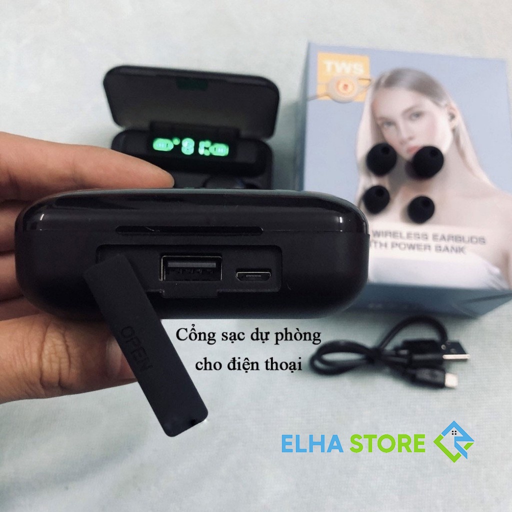 Tai Nghe Bluetooth Không Dây 5.0 AMOI F9 PRO Nút Cảm Biến Vân Tay Chống Nước Kèm Sạc 2.000mAh Chính Hãng - ELHA STORE