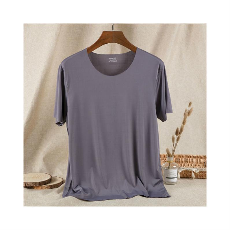 Áo Thun Lụa Lạnh Siêu Mỏng Co Giãn Tay Ngắn Có Size Lớn Màu Đen Cho Nam