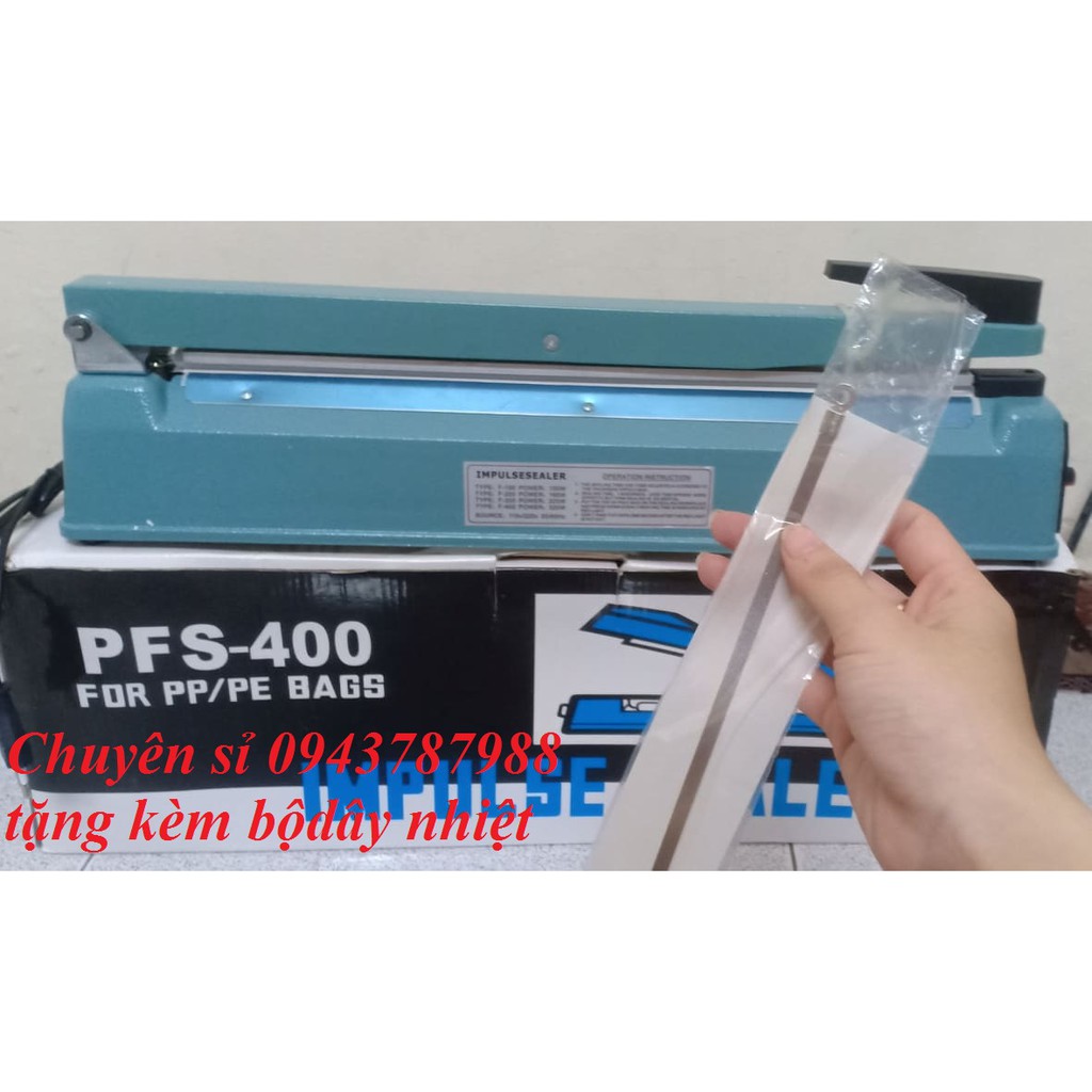 máy hàn miệng túi loại xịn, siêu bền. Máy hàn ép Pfs400 vỏ thép tặng kèm bộ dây tải nhiệt