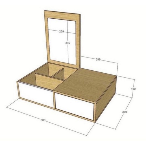 Bàn trang điểm thấp có ngăn kéo, hộc tủ Có gương gấp gọn chất liệu gỗ MDF