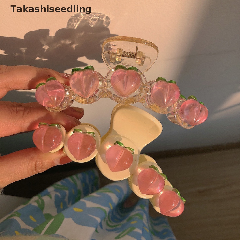 Kẹp tóc càng cua acrylic trang trí quả đào/ hoa hồng phong cách ngọt ngào