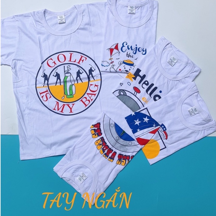 CHất Mát Áo Thun Sát Nách Cotton Trắng Mặc Nhà Cho Bé Mặc Nhà 30-70kg_ Mã umro
