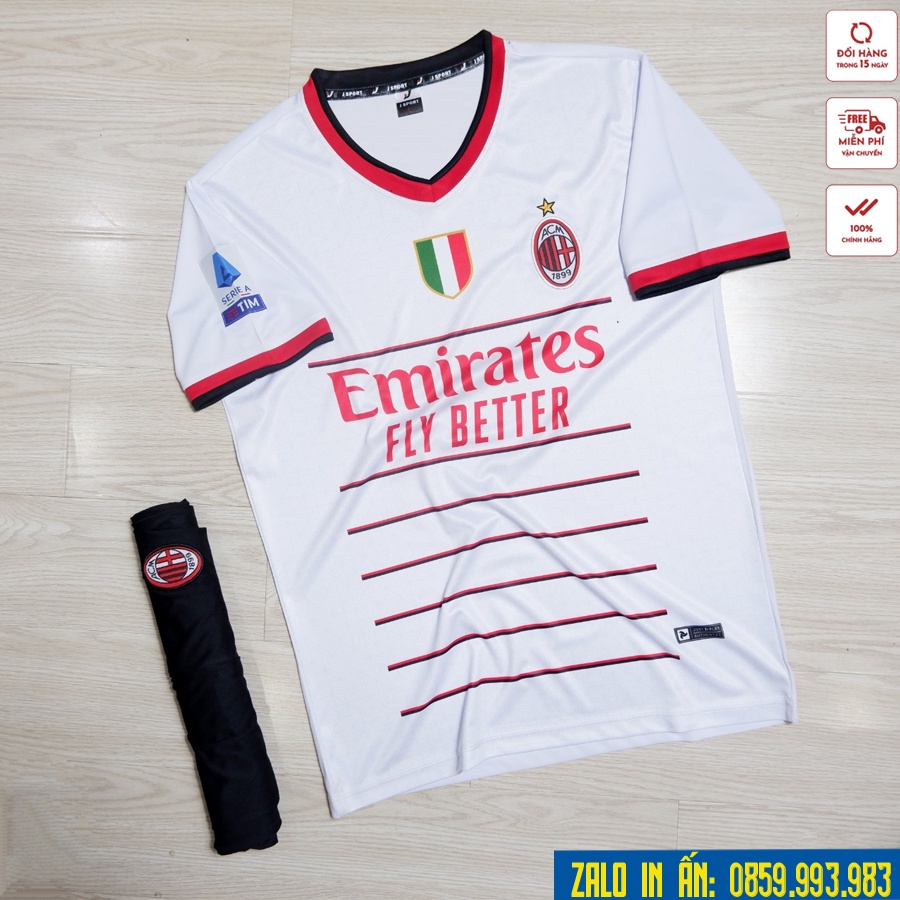 Quần Áo Bóng Đá Ac Milan Logo Thêu , Bộ Quần Áo Đá Banh AC Milan Đủ Mẫu Mới Nhất A11